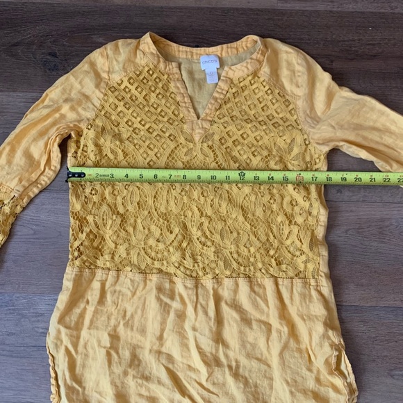 CHICO Yellow Lace Tunic Top - Picture 3 of 8